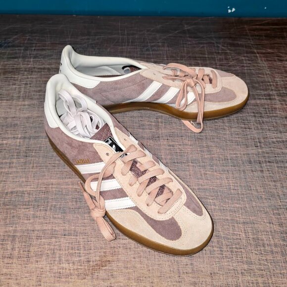 Adidas Gazelle Indoor Shoes Men's 10.5 Earth Strata / Cloud White / Magic Beige - Picture 2 of 4